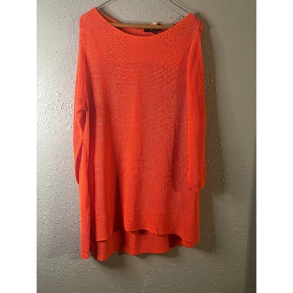 Lane Bryant orange sheer sweater top knit 22/24 women’s summer lightweight layer - Picture 1 of 15
